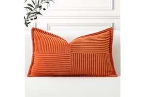 Artscope Lot de 1 Housses de Coussin en Velours Côtelé Décoratif Canapé Taie d'oreiller Super Doux Decoration pour Maison Salon Chambre Canapé 30x50cm Orange Caramélisée