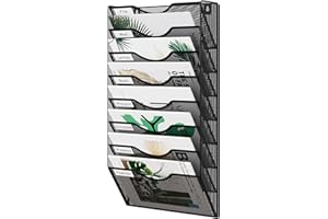 JEBELE 10 Niveles Organizador A4 Papel pared Espacio Optimizado para Home Office y Oficina, Soporte Documentos,Bandeja Archivador Pared de Alta Capacidad, Metal, Negro