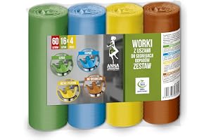 Anna Zaradna öronsäckar för avfallssegregering: Glas, BIO, PLASTIK, PAPPER, SATS 60L 4x16 st, tillverkad av återvinning av se