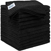 HOMEXCEL - Microfiber Cleaning Cloths 12 Pack, Premium Microfiber Towel 12.5" x 12.5", Black