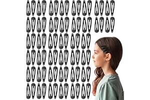 Bighan 80 Barrettes à Cheveux pour Fille, 5 cm Pince Cheveux en Métal pour Enfants/Ados/Femmes, Accessoires Cheveux Mignons - Noir