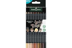 Faber-Castell 116414 - Crayons de couleur couleur chair Black Edition, étui carton de 12 pièces, incassables, triangulaires, Skin Tones