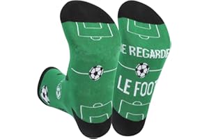 DPKOW Chaussettes Homme, Chaussettes Football Coton Humour, Idee Cadeau Homme Original Utile, Cadeaux d'anniversaire Noël fête des pères, Regarde le foot Chaussettes À La Maison