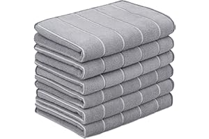 Strofinacci in microfibra Tempery (40x60 cm, grigio, confezione da 6), panni per la pulizia di cucina, auto, doccia, strofinaccio assorbente e ad asciugatura rapida