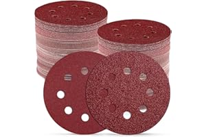 Lijas para Lijadora Orbital 125mm, B1PRT 110Pcs Discos de Lija 125mm con Velcro (18 x P40/60/80/100/120,10 x P180/240 Grano), Lija Circular 8 Agujeros (Resistente al Desgaste, No Desprende Granos)