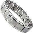 LUXAR Men's Titanium Magnetic Linked Bracelet | Double Magnet Strength with Powerful Rare-Earth Neodymium Magnets (Brushed Titanium)