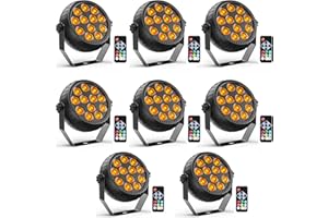 Starlitflow 8PCS Mini Par LED Sans Fil RGB 12 LED, 2200mAh Projecteur Par Batterie Rechargeable avec Télécommande, 4-6h Autonomie Lumière de Scène pour Bars DJ Discos Mariages Halloween Noël