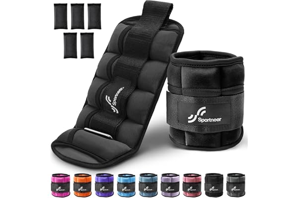 Sportneer Lot de 2 haltères réglables pour Cheville et Poignet, 0,45 kg à 3,15 kg, Noir