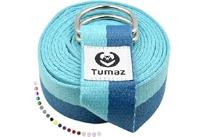 ‎TUMAZ Tumaz Yoga Gurt/Yoga Strap/Yoga Band [15+ Farben, 180/240/304 cm] Baumwolle mit Extra Sicherer, Einstellbarer D-Ring-Schnalle, Langlebiger und Bequemer, Zarter Textur – Perfekt für Dehnen und Fitness