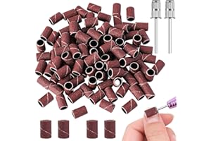 VZXQX Cilindri Abrasivi Fresa Unghie 180#, 100pz Nastri Abrasivi Fresa Unghie con 2pz Punte Fresa Unghie, Bande Levigatura Fresa Unghie Nastri Abrasivi Manicure, Tappi Abrasivi Unghie per Pedicure Manicure