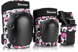 BOSONER Juego de rodilleras para niños, juego de rodilleras para niños y adultos, juego de protectores en línea para niños y adultos, rodilleras y coderas para niños