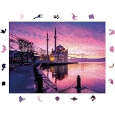 WePuzzleUp Ahşap Puzzle Yetişkin - Ortak&ouml;y'&uuml;n Işıkları - 450 Par&ccedil;a, 29 x 39 cm - Yapıştırıcı Folyo Dahil - Benzersiz Şekilli 