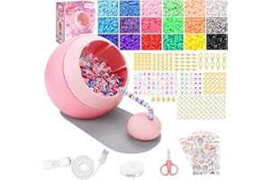 Tilhumt Clay Bead Spinner Kit, Upgraded Electric Bead Spinner w/Bracelet Making Kit for Girls, Bead Spinner w/Polymer Clay Beads and Needles for Jewelry Making and Friendship Bracelets