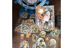 ‎TA MERRY Ta Merry Scrapbooking Stickers 20 Blätter Journal Zubehör Retro-Stickers Set Dekorative Ästhetik für Alben,Scrapbooking,Notizblock, Fotoalbum DIY(Magic Sticker Book 1)