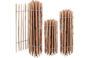 Aquagart Staketenzaun Höhen 50cm - 120cm hoch Lattenabstand 3-5cm Gartenzaun Kastanienzaun aus Haselnuss Langlebiger Holzzaun Zaun Rollzaun inkl. Krampen (Haselnuss 120cm, 10m)