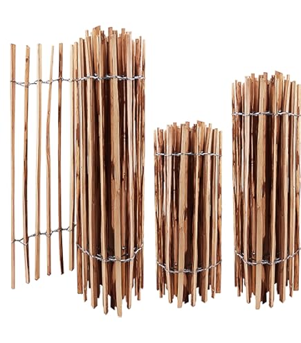 BOGATECO Bloembedrand van hout, rolboord, houten latten, rolhek, 30 cm hoog en 200 cm lang, houten omheining, perfect als borderrand of afbakening van paden, gevlamd