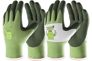 COOLJOB Guanti da giardinaggio per bambini dai 2 ai 5 anni, 2 paia di guanti da lavoro in poliestere riciclato con rivestimento in gomma, verde e bianco, 2 paia XXS