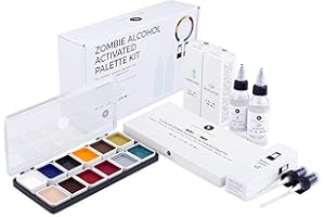 Narrative Cosmetics 12 Color Zombie Alcohol Activated Makeup Palette Kit - Includes Alcohol Activator and Moisturizing Remover - Waterproof SFX Makeup for Professional Makeup Artists