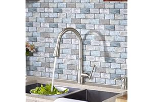 HyFanStr Peel and Stick Wall Tiles Kitchen Backsplash, 3D Brick Stick on Tiles, Self Adhesive Subway Tile Stickers Splashbacks for Bathroom Pack of 5