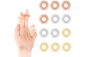 ENCURYNA 12 anillos de masaje para dedos, anillos de acupresión, anillos de acupresión, anillos de masaje para muñeca de dedos, anillo de masaje para adolescentes, adultos, ansiedad, alivio del estrés,