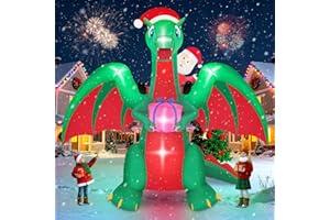 Kalolary 9FT Dmuchane Ozdoby Świąteczne na Zewnątrz, Jeździec Mikołajem z Czapkami Prezentowymi, Dmuchana Dekoracja Świąteczna na Zewnątrz, Wnętrz, Ogrodu, Boże Narodzenie