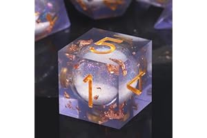 Haxtec DND-Würfel-Set mit flüssigem Kern und scharfer Kante, Kunstharz, mit Würfeletui, 7 Stück, blau, glitzernd, polyedrische D&D-Würfel für Rollenspiele, Würfelspiele, Dungeons and Dragons,