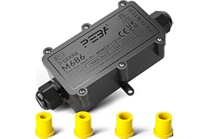 PEBA® Scatola di Giunzione Impermeabile IP68,Scatole di derivazione impermeabili,Scatole derivazione esterne - Scatola di connessione elettrica a 2 vie per cavi da Ø4-12mm,Connettori cavi impermeabili