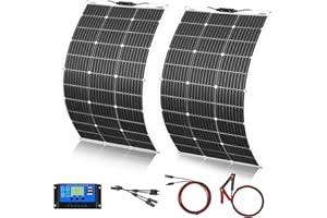 YINGGUANG 200W Flexible Solaire Module Kit 2 * 100W 18V Monocristallin Photovoltaïque Module 20A contrôleur pour charger des batteries 12V - mobil-homes, caravanes, bateaux, toits（200）