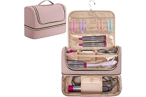 Yarwo Bolsa de Almacenamiento de Viaje Compatible con Dyson Styler Airwrap Complete Long, Organizador de Viaje Portátil de Doble Capa para Secador de Pelo Shark FlexStyler y Accesorios, Rosa