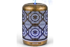 Dreamhigh® Dyfuzor zapachowy retro 250 ml, Premium ultradźwiękowy dyfuzor zapachowy do olejków eterycznych z 7-kolorowym światłem LED, nawilżacz powietrza, elektryczna lampa zapachowa, bezwodny