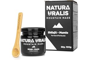 Natura Uralis Shilajit | 100g de Résine Minérale Shilajit Biologique, Authentique, Formée Naturellement – Excellente Source de Minéraux et D'acides, Shilajit Noir Très Puissant, Dur et Très Visqueux