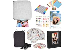 HP Sprocket 3x4 Natychmiastowa drukarka fotograficzna — zestaw: 20 sztuk papieru Zink, etui, album ze zdjęciami, markery, zestawy naklejek