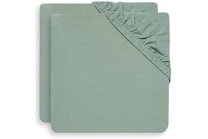 Jollein Fitted Sheet Box Spring Bed Jersey 75 x 95 cm – Ash Green – Pack of 2