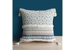 Dremisland Marokko Poszewki na poduszki w stylu boho – kwadratowa, bawełniana i miękka poszewka na poduszkę na sofę, kanapę, do samochodu, sypialni, salonu, 45 x 45cm (kolor niebieski)