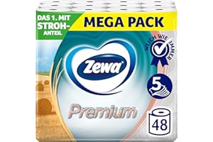 ‎ZEWA Zewa Premium Toilettenpapier 5-lagig Riesenpackung 6 Packungen (je 8 Rollen x 110 Blatt)