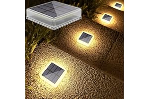 Lacasa Lampe Solaire Exterieur, Lot de 4, Lumiere Extérieur Terrasse Sol LED Blanc Chaud 2700K 40LM, Toute la nuit Éclairage, étanche IP68 pour Chemins Marches de Jardin Escalier Allée, Carré