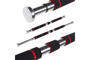 ATHLER Monkey 10 | Verstellbare Klimmzugstange Türrahmen Pull Up Bar | Verstellbar von 62,5cm bis 100cm | Keine Schrauben ohne Bohren | Traglast bis zu 150kg | Rutschfest | Softgrip | Schwarz Rot