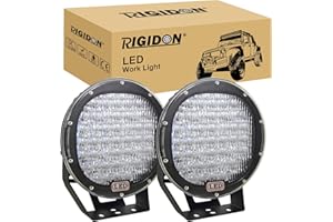 RIGIDON 2 Pcs Faro da Lavoro Led, Nero Rotondo 9 Pollici 23 cm 225W Flood Luci di Lavoro a Led, Per Fuoristrada Auto Trattore Escavatore Camion SUV ATV 4x4, Faretti Fendinebbia 12V 24V 6000K Bianca