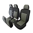 Seat Covers 2+1 (1 single 1 double) ECO LEATHER BLACK- GRAY Designed to fit Volkswagen Transporter T5 T6 after 2004 LEFT or RIGHT HAND DRIVE