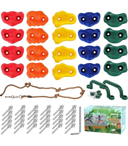 30 Prises D’escalade Pour Enfants – 10 Couleurs, Robustes, Antidérapantes, Avec Visserie, Pour Murs, Cabanes Ou Jardins