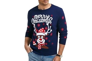 Wayleb Jersey Navideño Hombre y Mujer Suéter de Navideño Pareja Familia Invierno Rojo de Suéter Navidad Regalo de Año