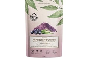 Earths Basket Organic Acai Berry Powder - 50g Freeze-Dried South American Euterpe Precatoria - 100% Pure & Certified Organic - High Antioxidant Superfood