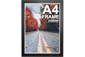 Zueyunstoo A4 Photo Frame, Black A4 Picture Frame (21x29.7cm), A4 Frame with Safe Perspex Front, Freestanding and Wall Mounting