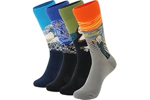 BISOUSOX Calcetines Hombre Divertidos Regalos para Hombres Algodón Calcetines Pizza Graciosos Regalo Cumpleaños Divertidos Hombre 4 Pares