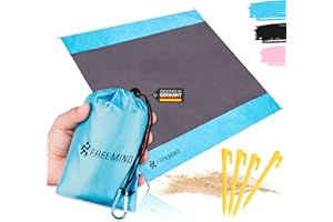 ‎FREEMIND freemind® XXL Stranddecke - ultraleichte, dünne Outdoor Strandmatte ohne Polsterung - 2 x 2 m - wasserabweisend, kompakt, sandfrei - mini Pocket Beach Blanket - inkl. Tasche, 4 Heringen, Karabiner
