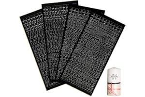 COLOFALLA 4 Pagine Adesivi Lettere Alfabeto Adesivi Decorativi Numeri Autoadesivi Scritte Oro Argento Decorazioni Scrapbooking Foto Album Biglietti Candela Battesimo Comunione Artigianato Fai da Te (Nero)