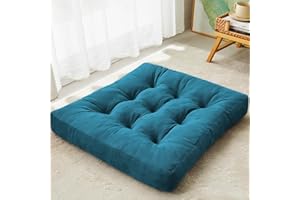 DAWNTREES Seating for Adults, Tufted Corduroy Floor Mat for Tatami – Suitable for Living Room, Office & Leisure Area – Blue