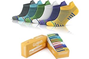 GoWith Women's Bamboo Running Trainer Socks, 6 Pairs Box, Breathable Anti Blister Soft and Light Weight, Quick Dry, Ankle Sport Socks for Gym Cycling, Yellow, White, Grey, Blue UK Size 4-7