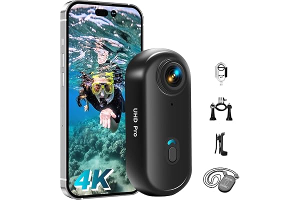 Tiantianle Action Cam WiFi, Mini Camera Sport 4K, caméra POV sous-Marine étanche jusqu'à 30 m, 360 ° pour Casque de vélo, caméra corporelle, bodycam, Camera Waterproof, Petite caméras