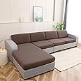 Qelus Sofa Cushion Cover Stretch, Waterproof Sofa Seat Cover for 2 Seater, Corner L Shape Couch Slipcover Replacement, Jacquard Non-Slip Elastic Protector for Separate Cushion (1PCS Camel, 2 Seater)